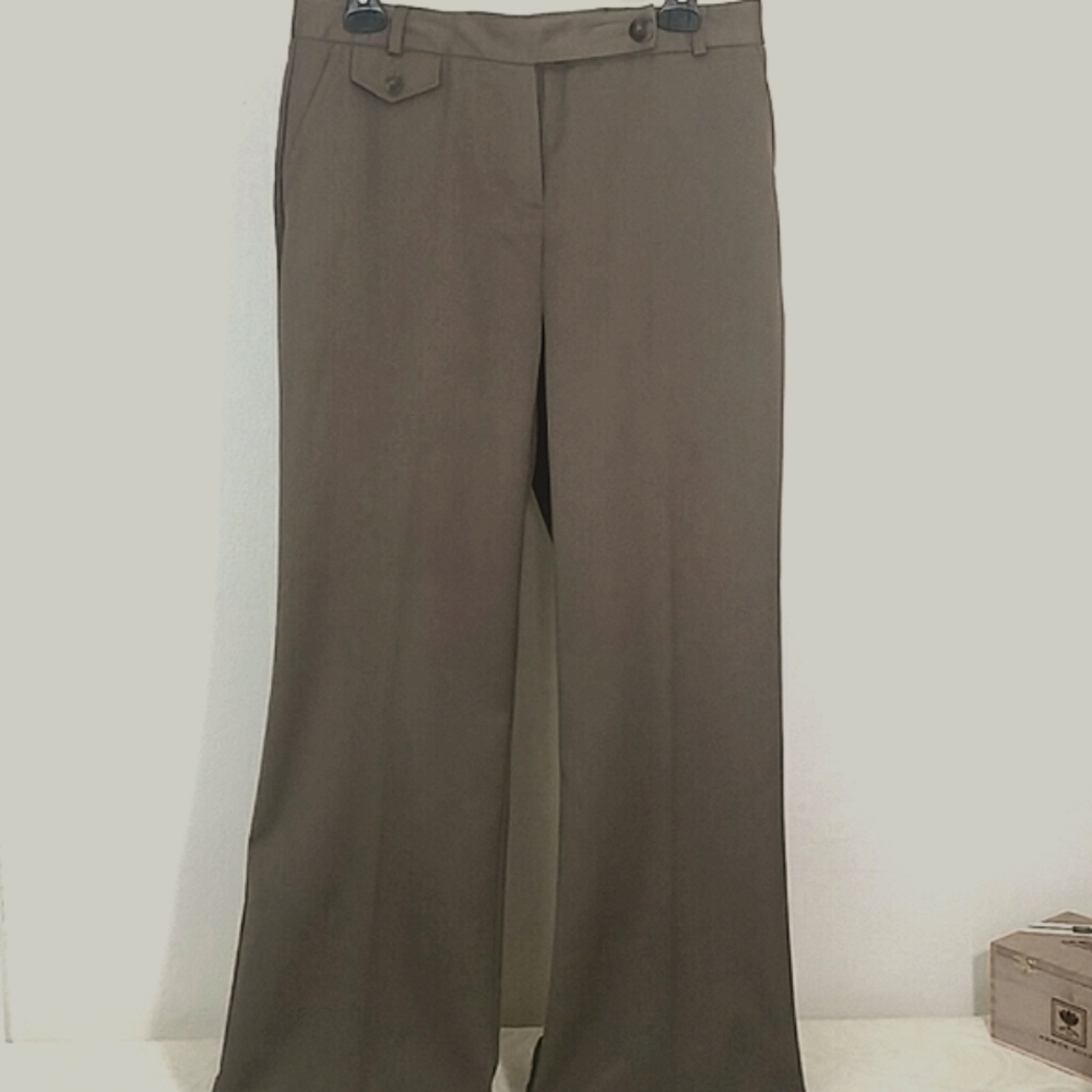 Van Heusen Slacks Pants Olive Green Stretch Straight leg high Rise Wide Leg 6